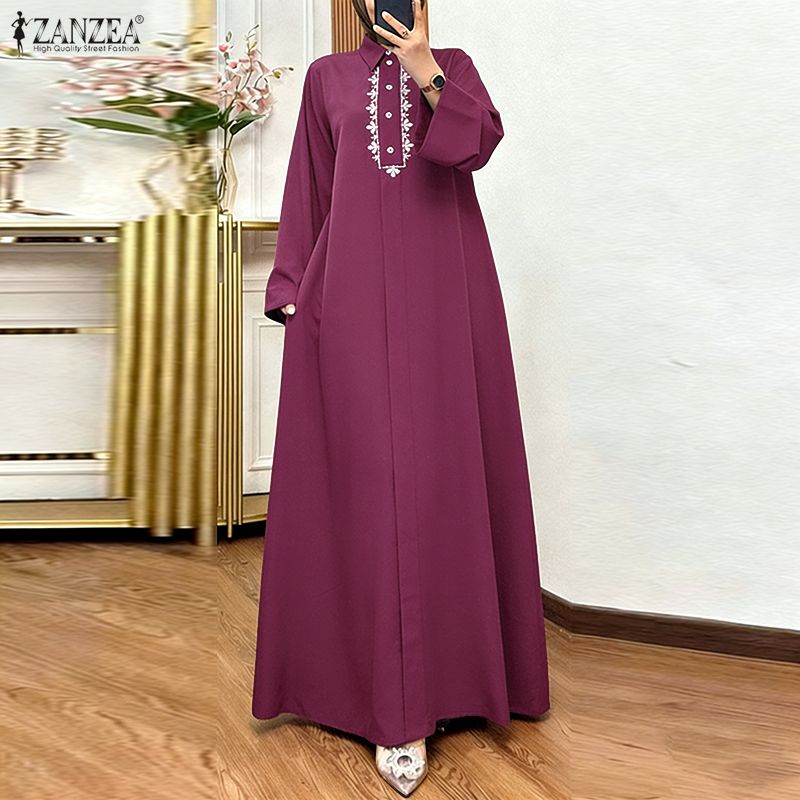 Embroidery Hijab - ZANZEA Fashion Muslim Abaya 2026 Women