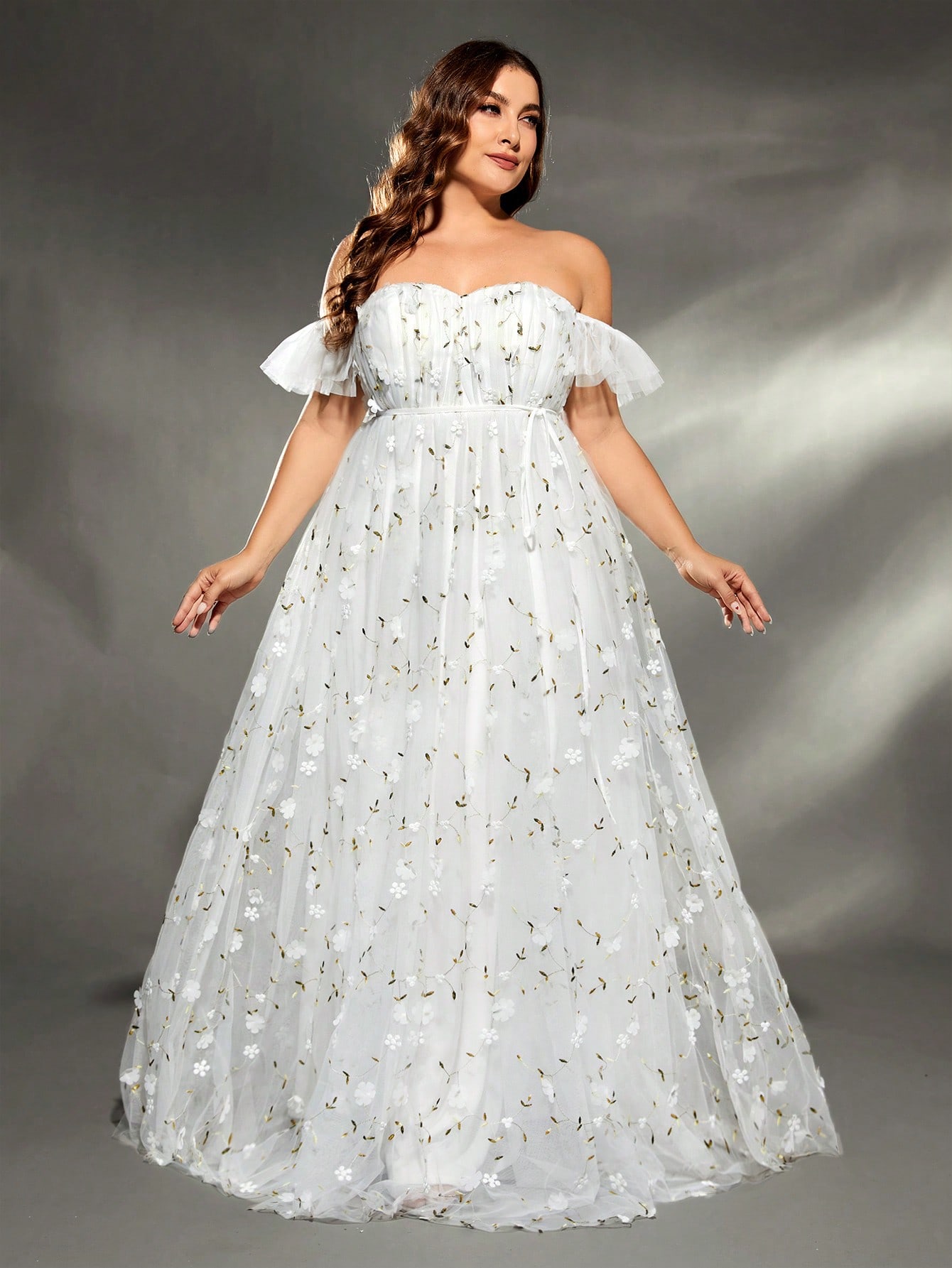 Embroidery Abaya - Mgiacy plus size Line collar three-dimensional