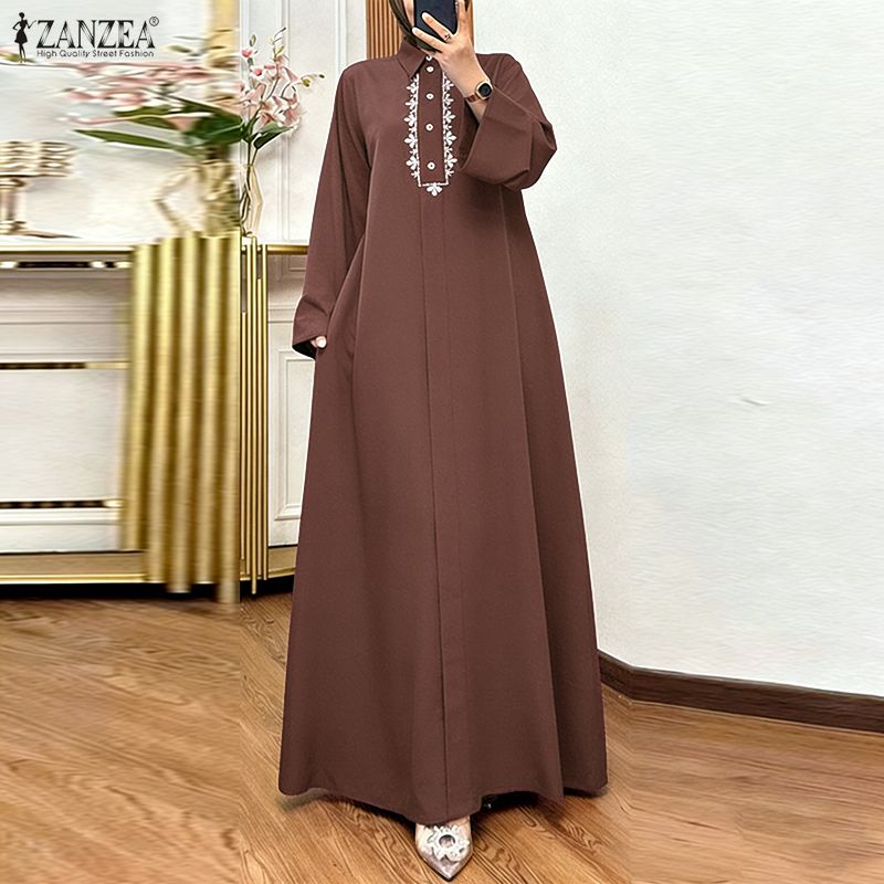 ZANZEA Fashion Muslim Abaya 20 - Embroidery Hijab ulasan dan harga