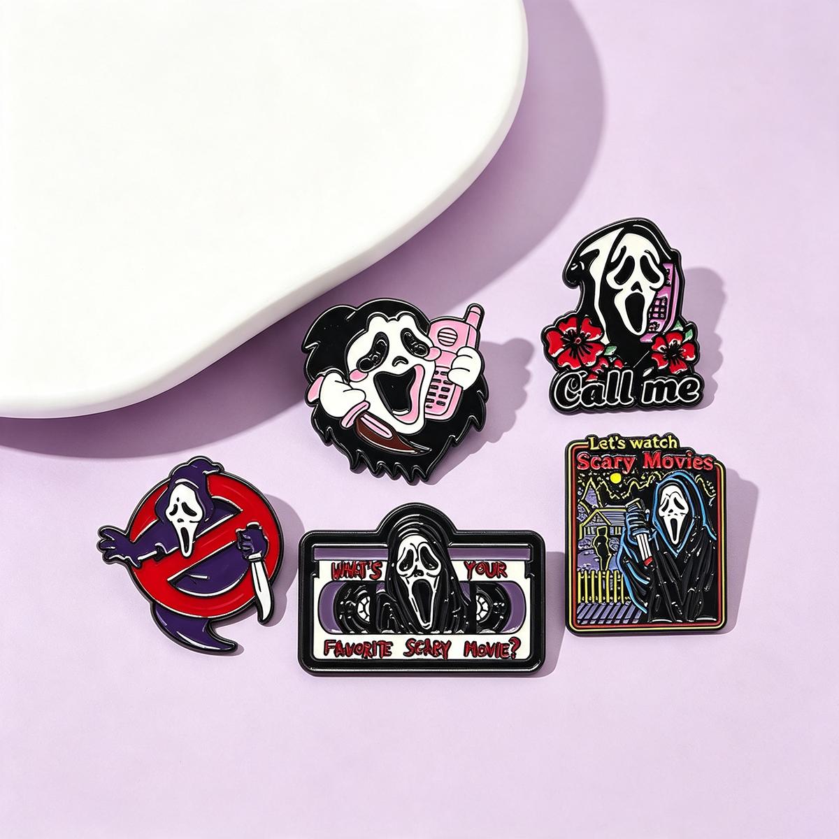 5Pcs/Set Horror Skull Enamel B - Embroidery Gothic ulasan dan harga