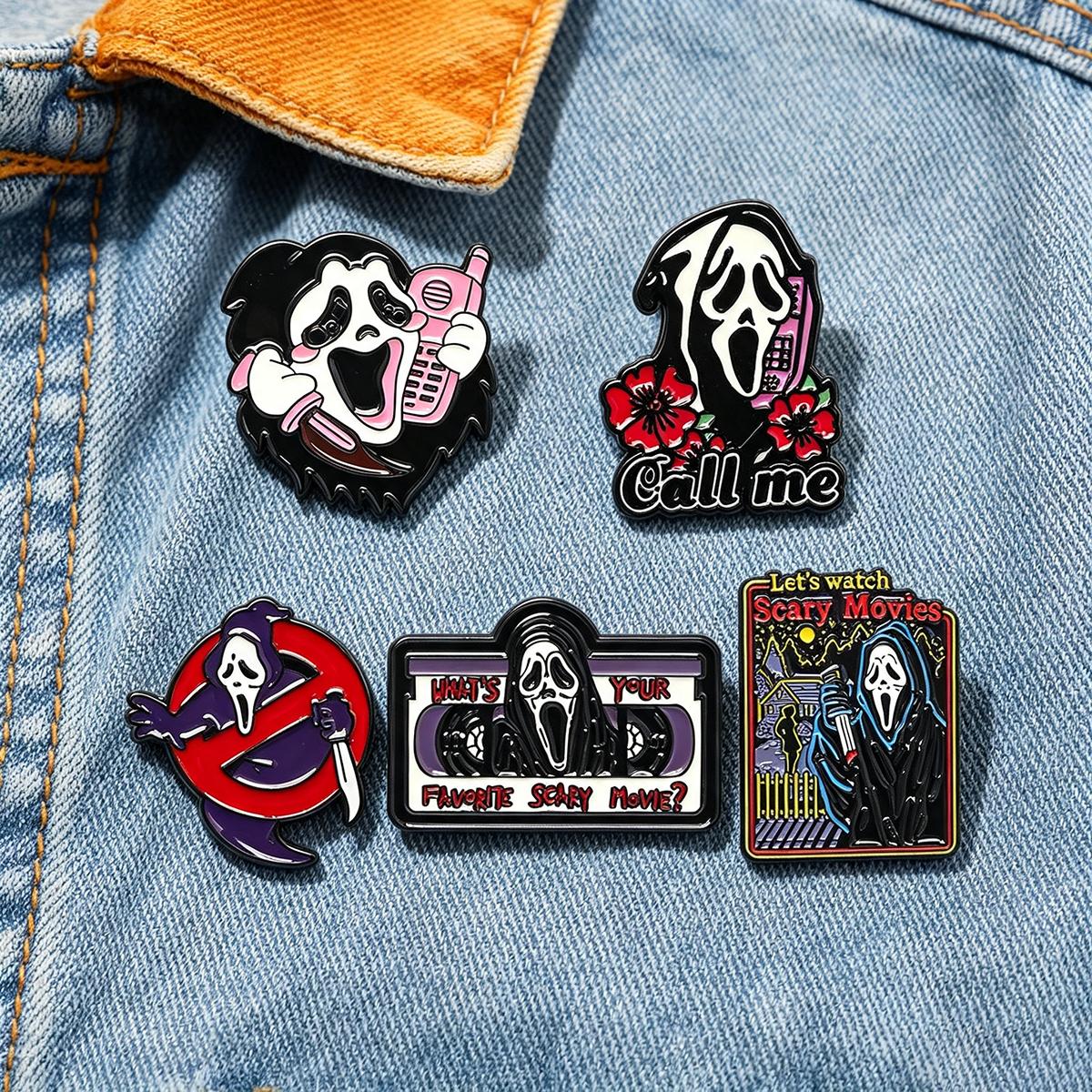 5Pcs/Set Horror Skull Enamel B - Embroidery Gothic ulasan dan harga