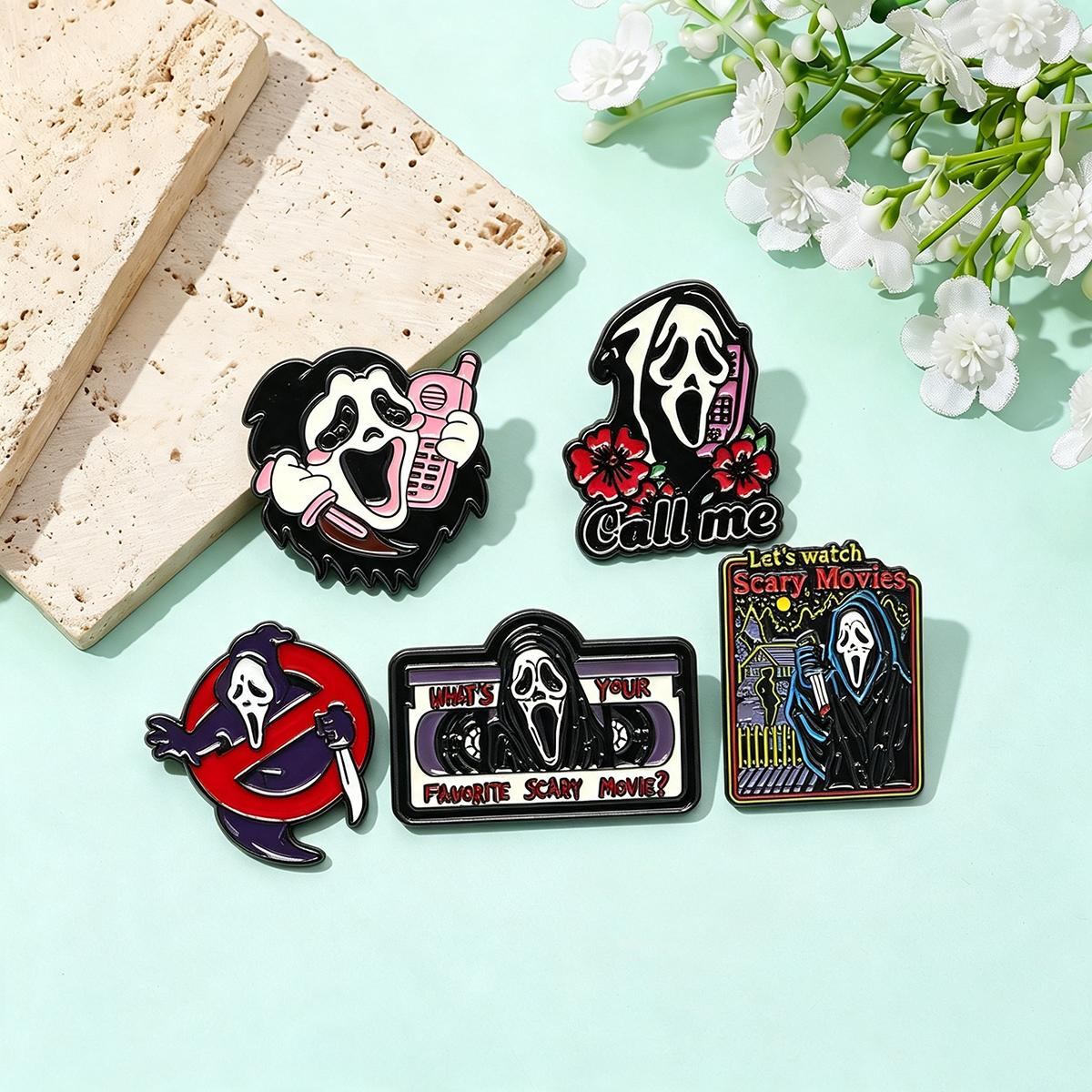5Pcs/Set Horror Skull Enamel B - Embroidery Gothic ulasan dan harga