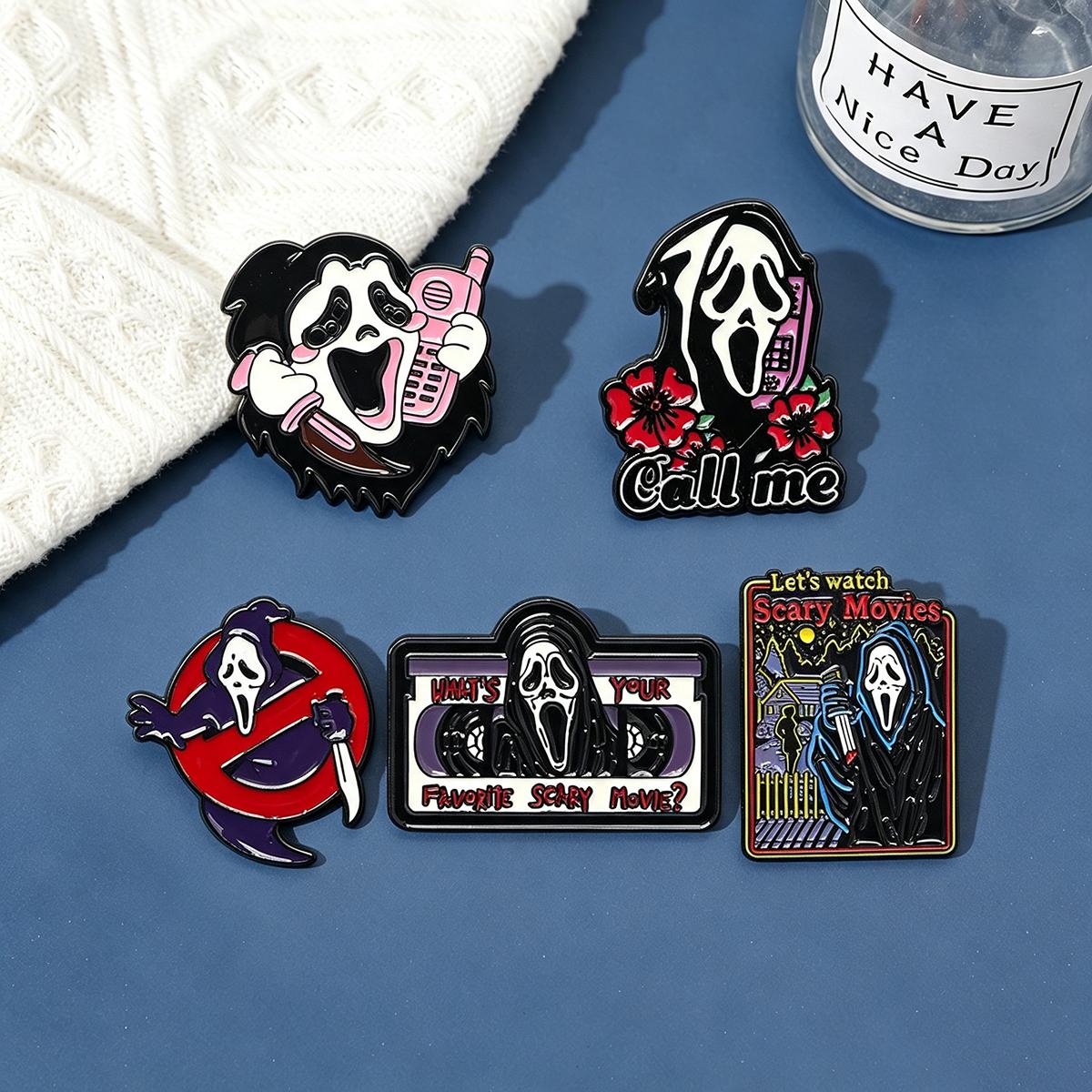 5Pcs/Set Horror Skull Enamel B - Embroidery Gothic ulasan dan harga