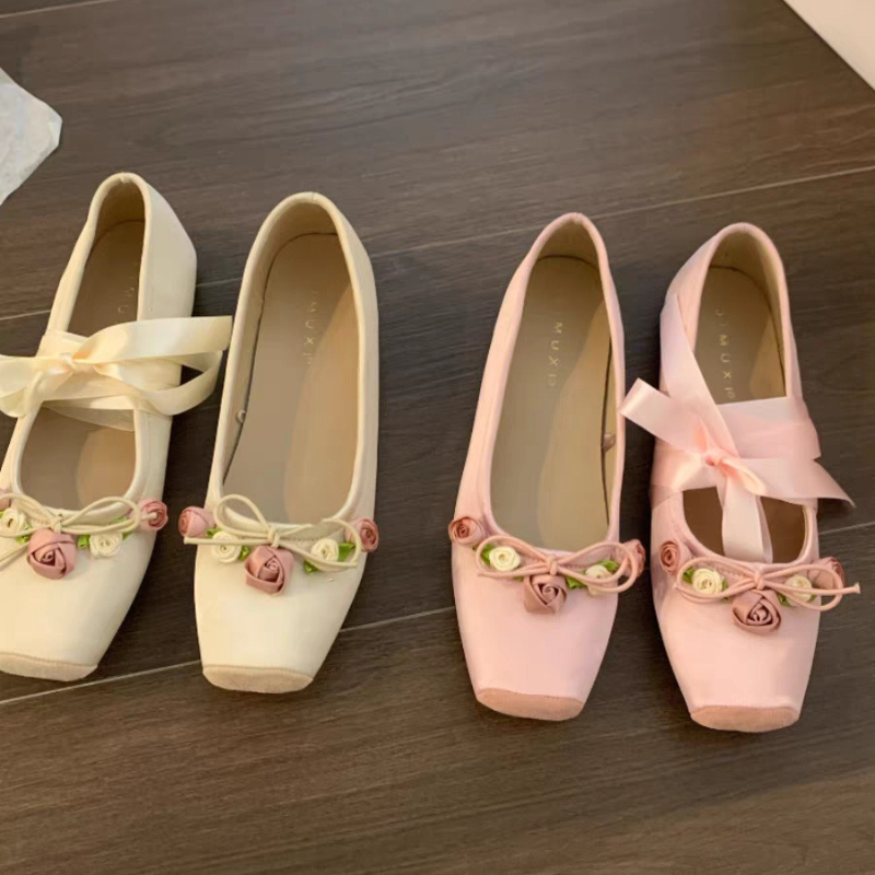 Women Flats Bow Marie Janes Sh - Embroidery Designer ulasan dan harga