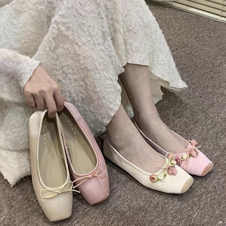 Women Flats Bow Marie Janes Sh - Embroidery Designer ulasan dan harga