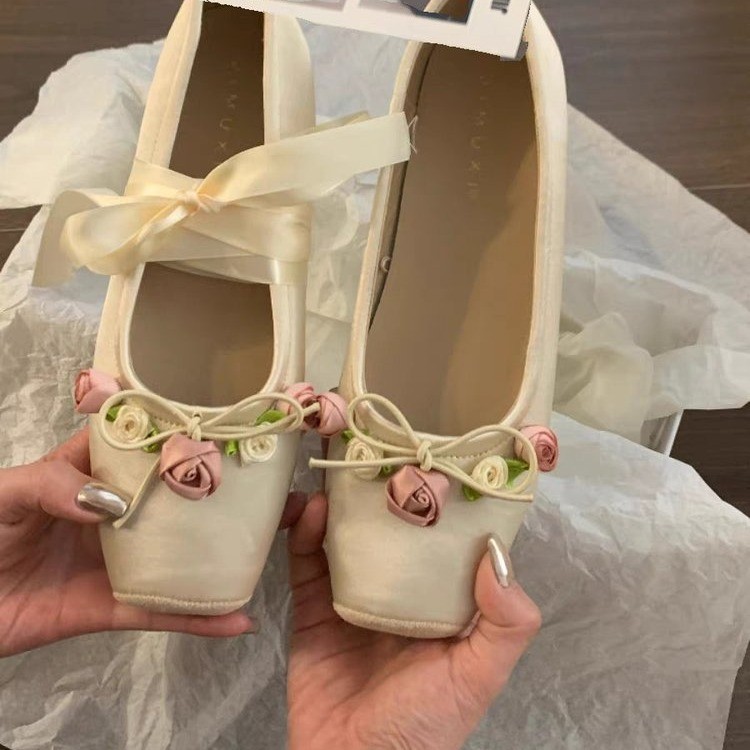 Women Flats Bow Marie Janes Sh - Embroidery Designer ulasan dan harga