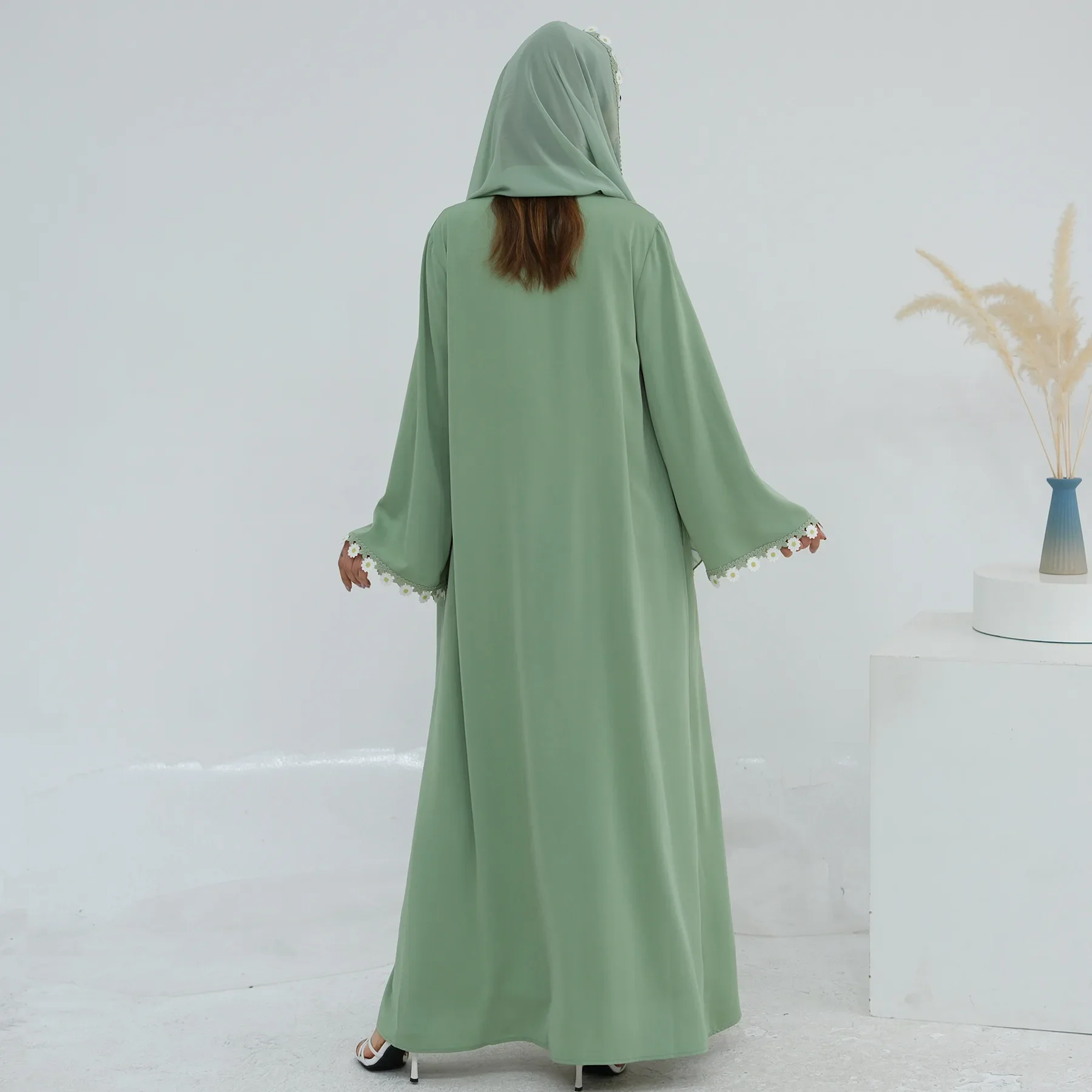 Flower Dubai Abayas Turkey Kaf - Embroidery Kebaya ulasan dan harga