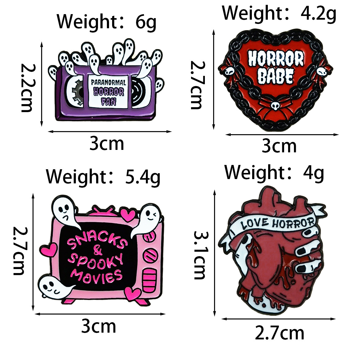 4PCS Horror Enamel Pin Set, Ha - Embroidery Gothic ulasan dan harga