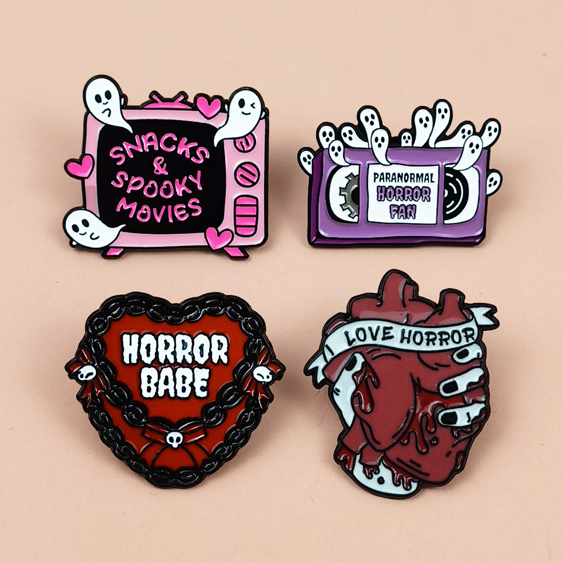4PCS Horror Enamel Pin Set, Ha - Embroidery Gothic ulasan dan harga
