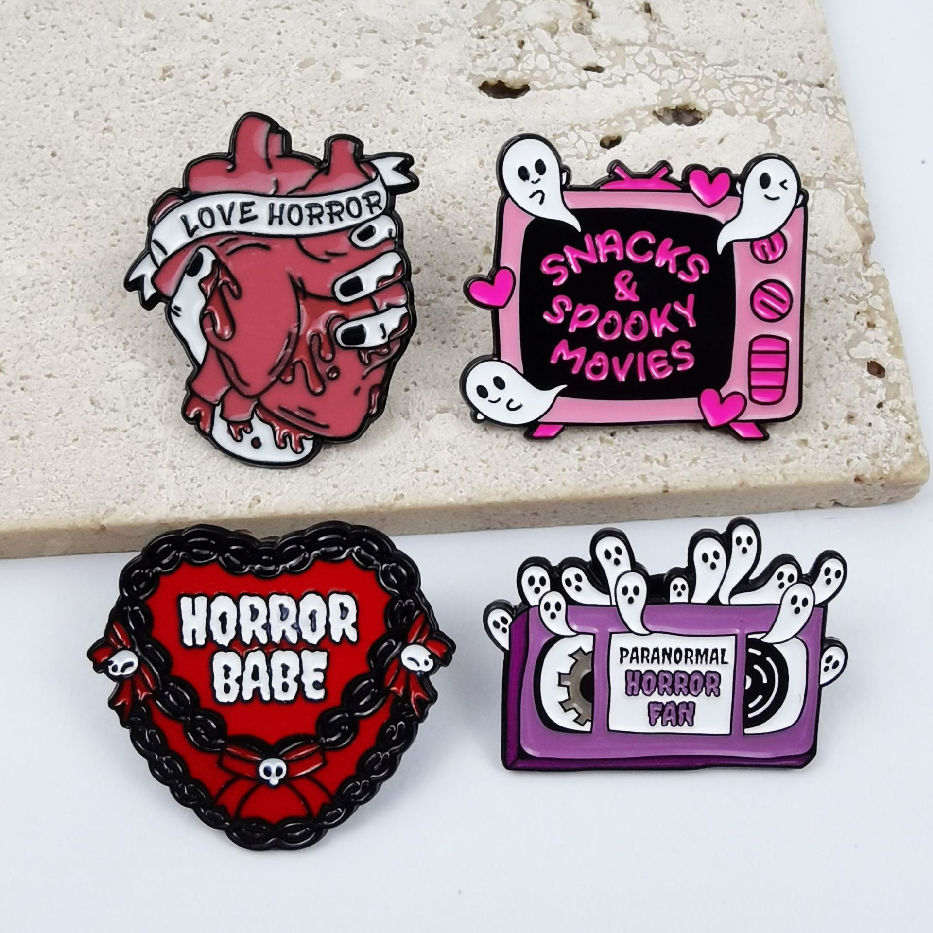4PCS Horror Enamel Pin Set, Ha - Embroidery Gothic ulasan dan harga