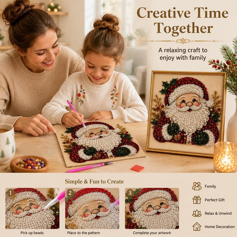 Christmas Santa Claus Pearl Ar - Embroidery Xmas ulasan dan harga