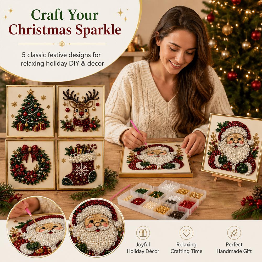 Christmas Santa Claus Pearl Ar - Embroidery Xmas ulasan dan harga