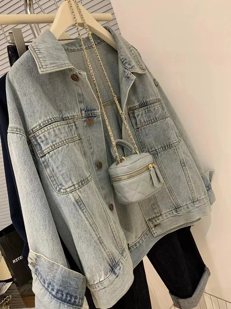 Denim Coat Women Y2k Spring Au - Embroidery Gothic ulasan dan harga