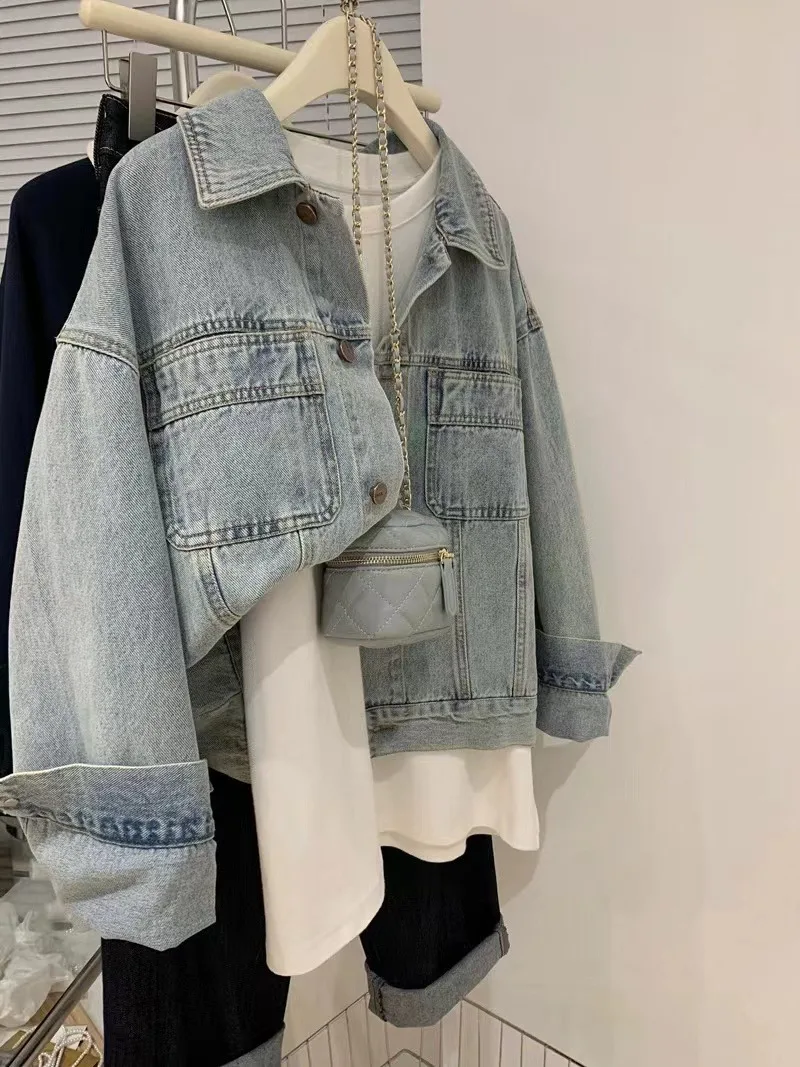 Denim Coat Women Y2k Spring Au - Embroidery Gothic ulasan dan harga
