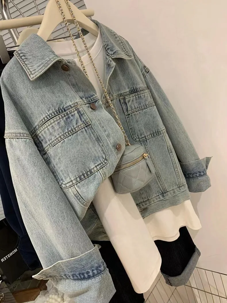 Denim Coat Women Y2k Spring Au - Embroidery Gothic ulasan dan harga