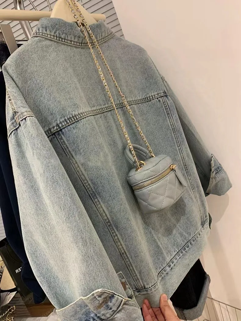 Denim Coat Women Y2k Spring Au - Embroidery Gothic ulasan dan harga