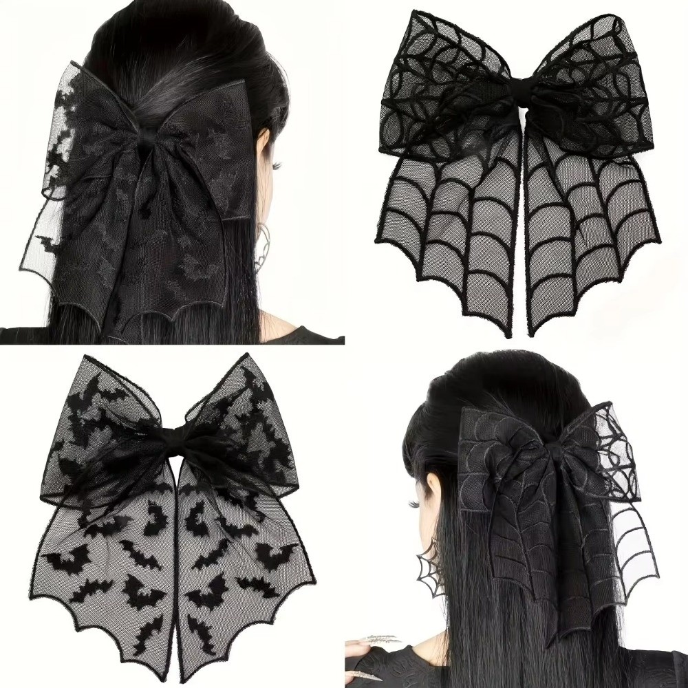 Lace Tulle Veil Hair Clips Bat - Embroidery Gothic ulasan dan harga