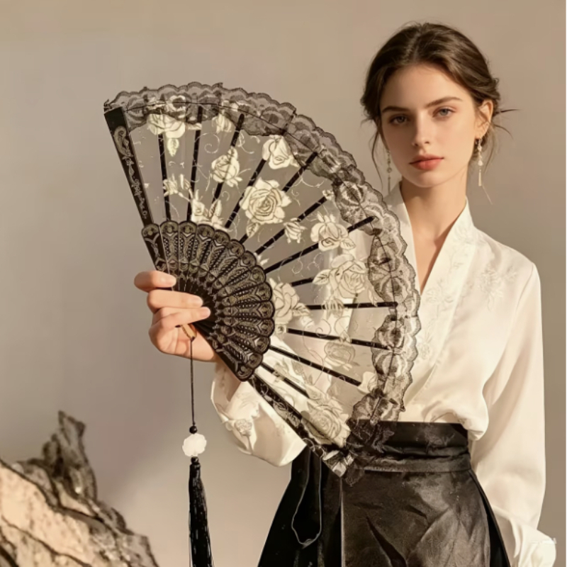 Black Lace Rose Embroidery Han - Embroidery Gothic ulasan dan harga