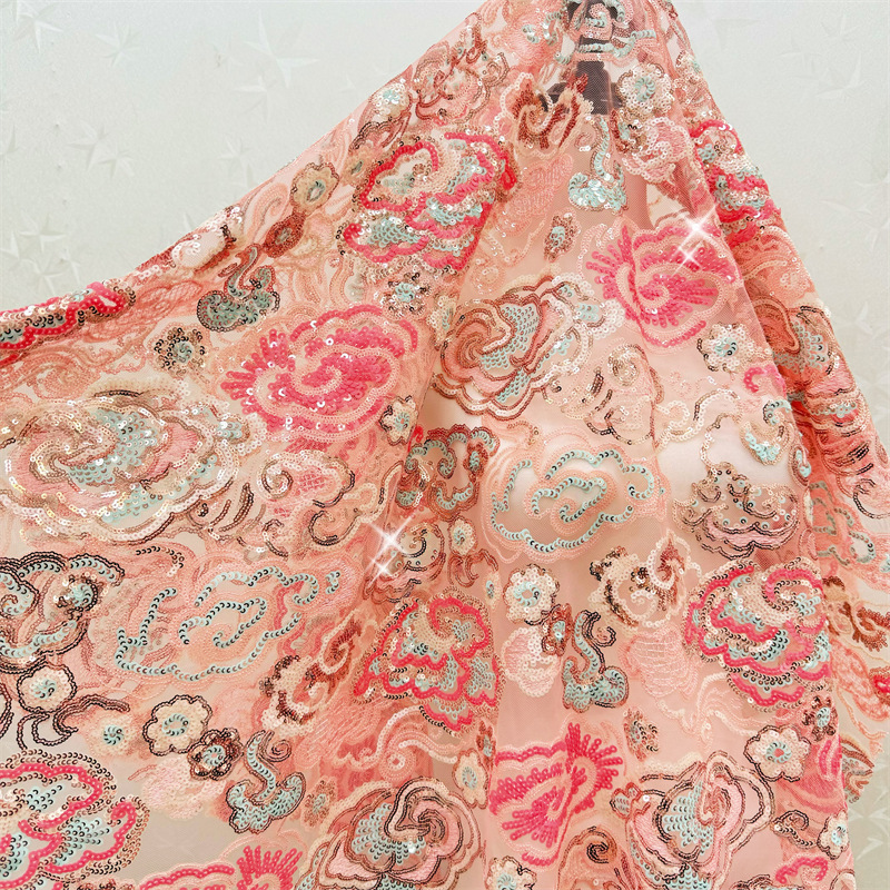 2 Yds/lot 130cm Wide Pink Purp - Embroidery Abaya ulasan dan harga