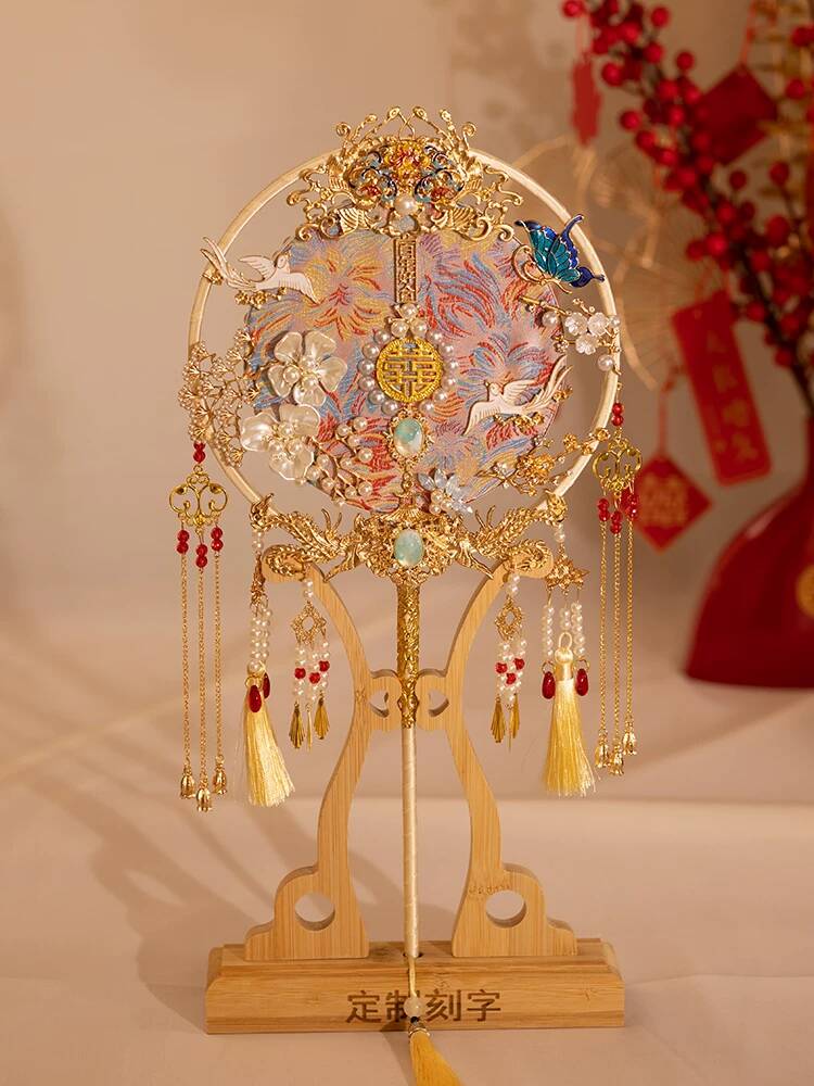 Chinese Style Bride Round Fan  - Embroidery Kit Set ulasan dan harga