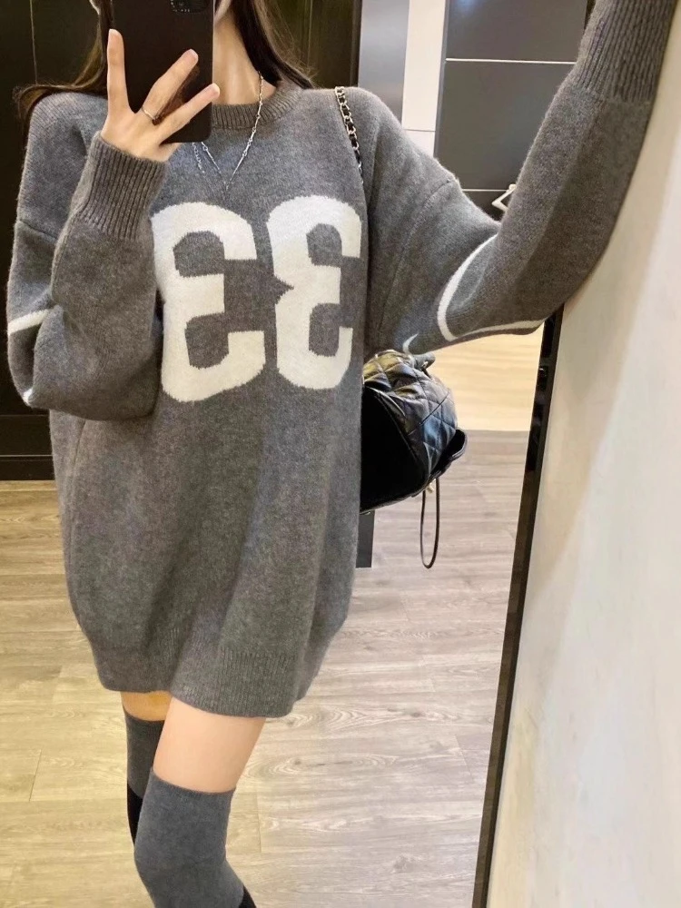 Y2K Vintage Knitted Sweater Wo - Embroidery Knit ulasan dan harga