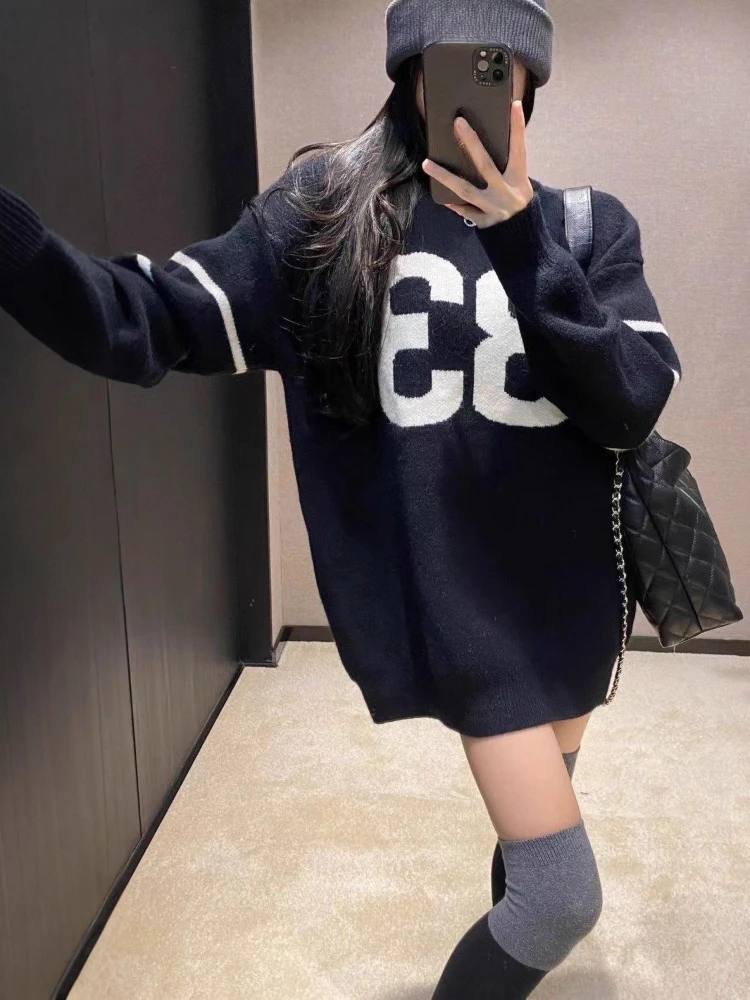 Y2K Vintage Knitted Sweater Wo - Embroidery Knit ulasan dan harga