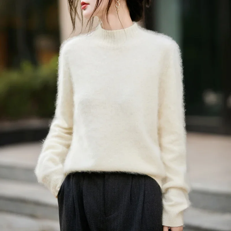 100% Wool Women's Fluffy High  - Embroidery Knit ulasan dan harga