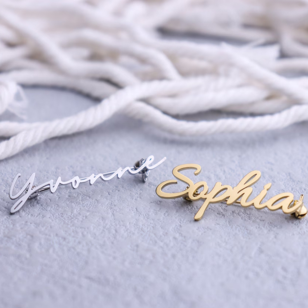 Personalized name brooch custo - Embroidery Initials ulasan dan harga