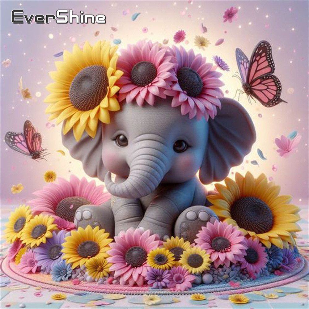 Evershine Elephant Diamond Pai - Embroidery X Stitch ulasan dan harga