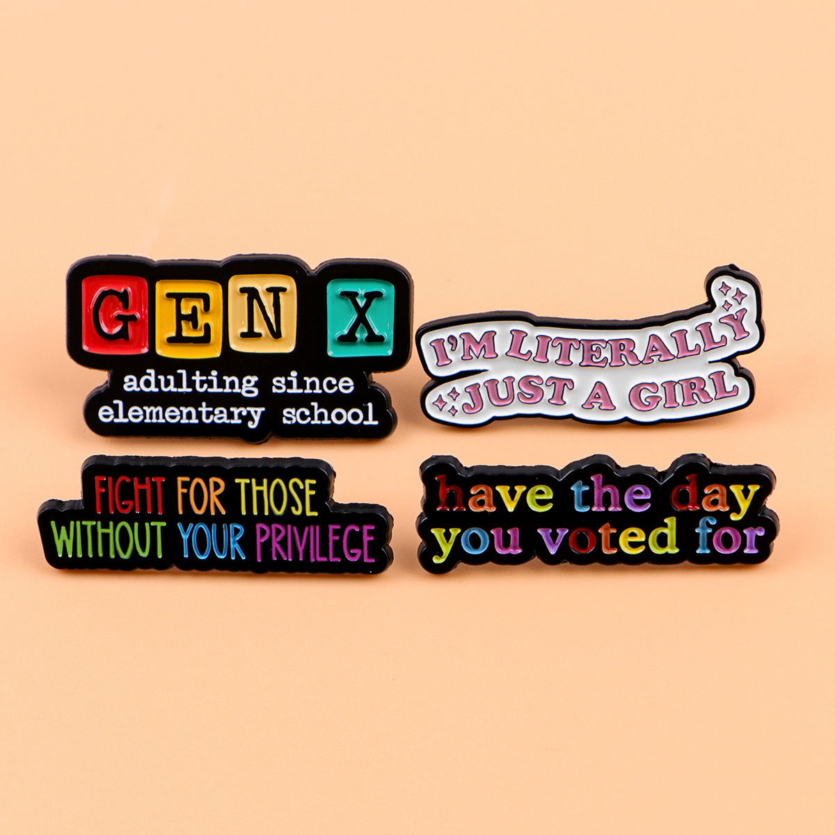 English Quote Brooch Pin Fashi - Embroidery Icon ulasan dan harga