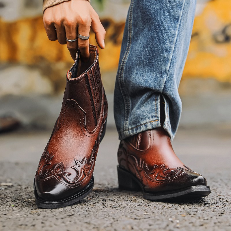 Mens Western Cowboy Boots Hand - Embroidery Designer ulasan dan harga