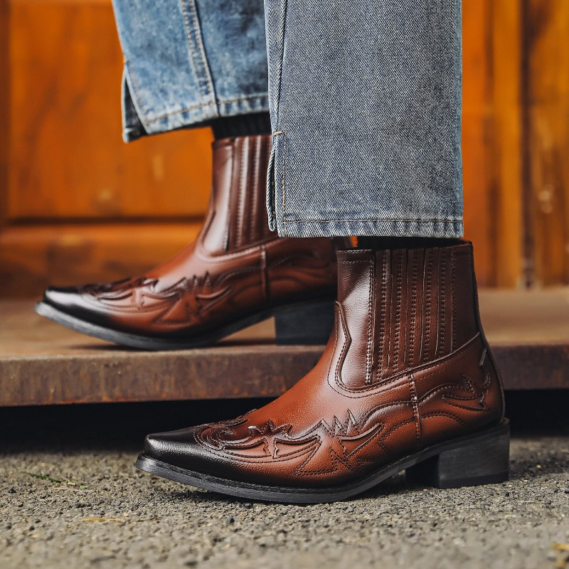 Mens Western Cowboy Boots Hand - Embroidery Designer ulasan dan harga