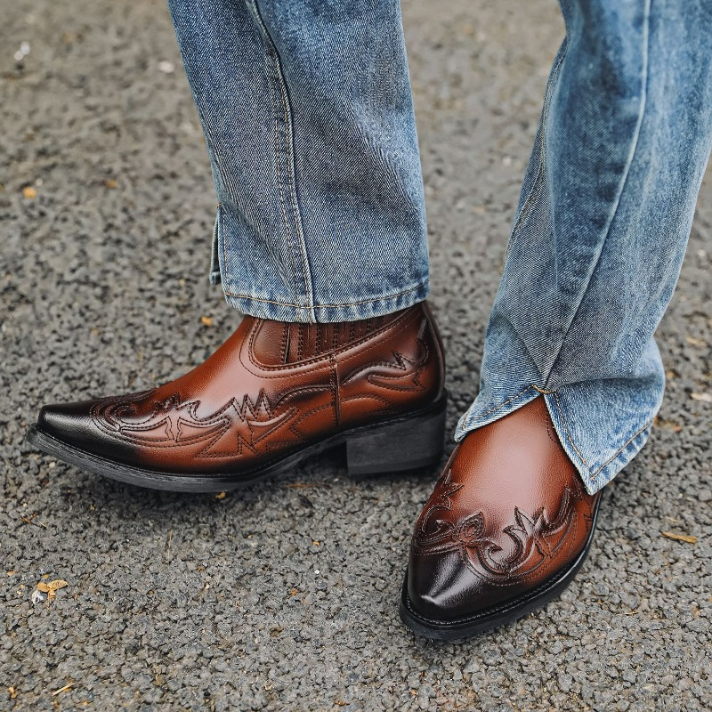 Mens Western Cowboy Boots Hand - Embroidery Designer ulasan dan harga