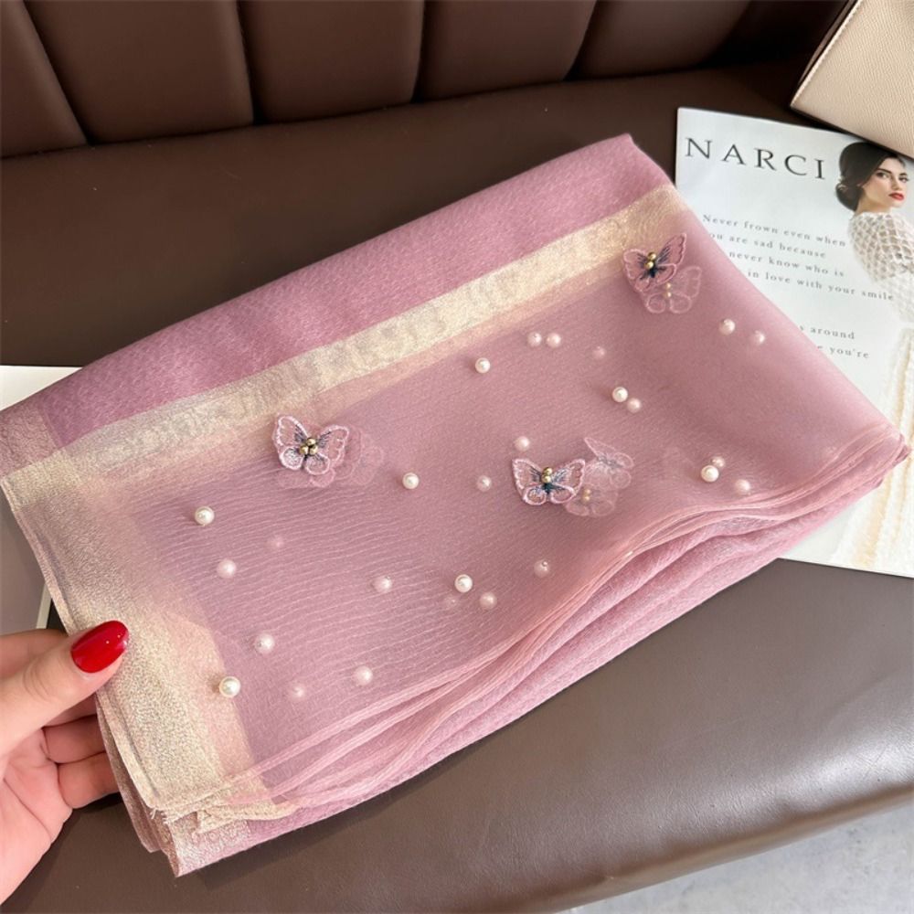 Elegant Thin Silk Scarf Large  - Embroidery Hijab ulasan dan harga