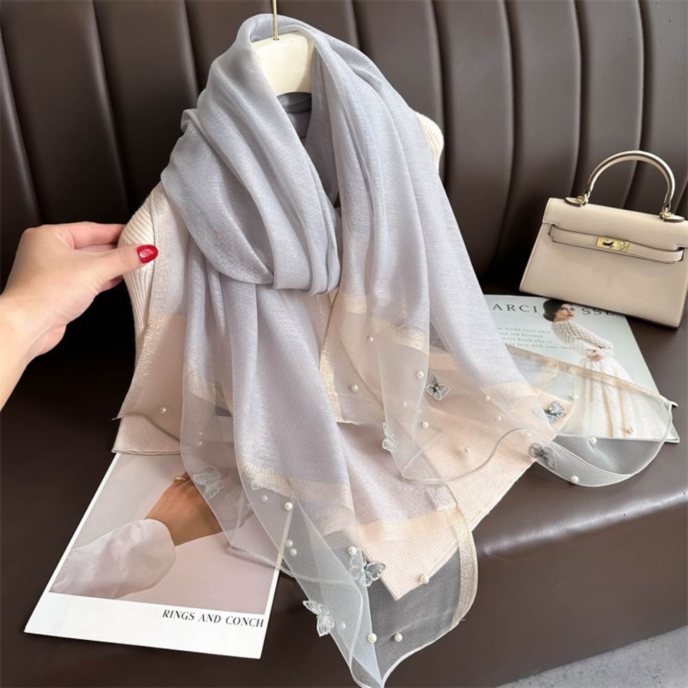 Elegant Thin Silk Scarf Large  - Embroidery Hijab ulasan dan harga