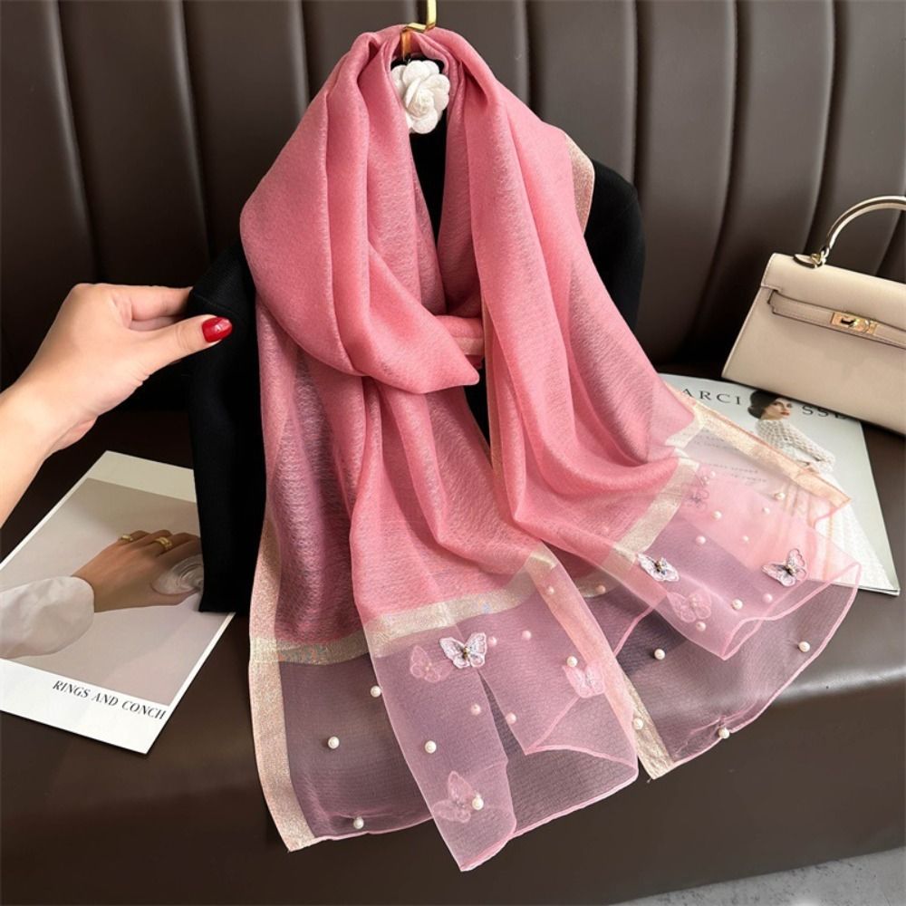 Elegant Thin Silk Scarf Large  - Embroidery Hijab ulasan dan harga