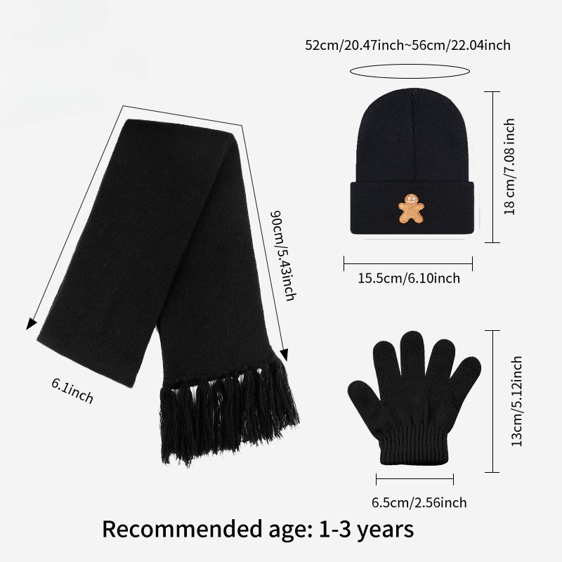 Soft Knitted 3Pcs Toddler Hat  - Embroidery Xmas ulasan dan harga