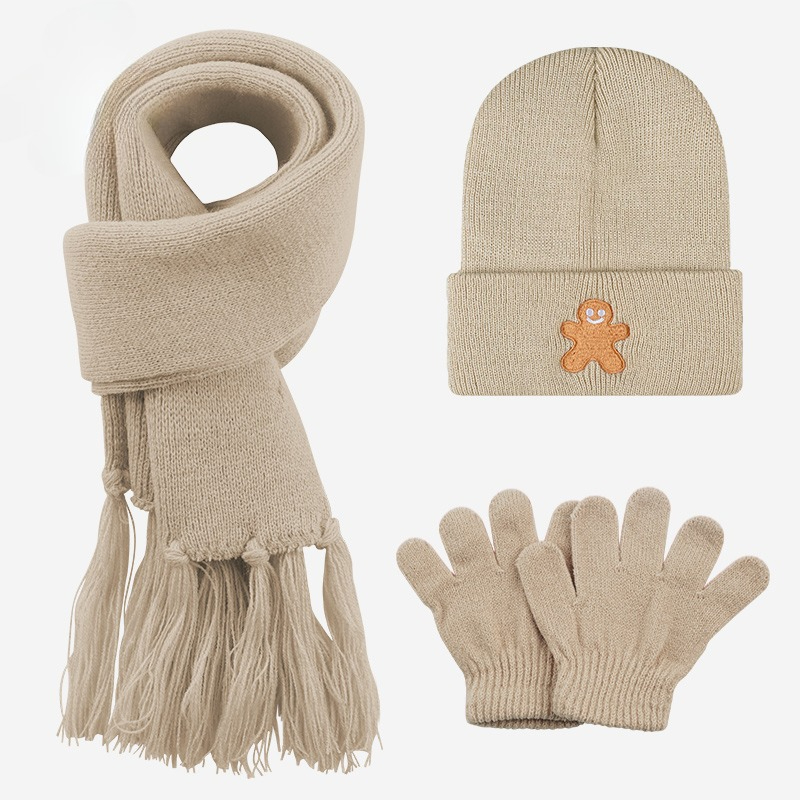Soft Knitted 3Pcs Toddler Hat  - Embroidery Xmas ulasan dan harga