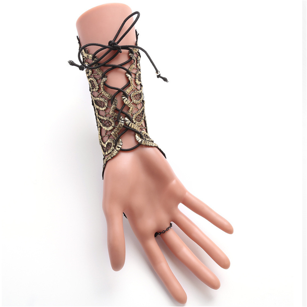 1pc Gothic Lace Cuff Fingerles - Embroidery Gothic ulasan dan harga