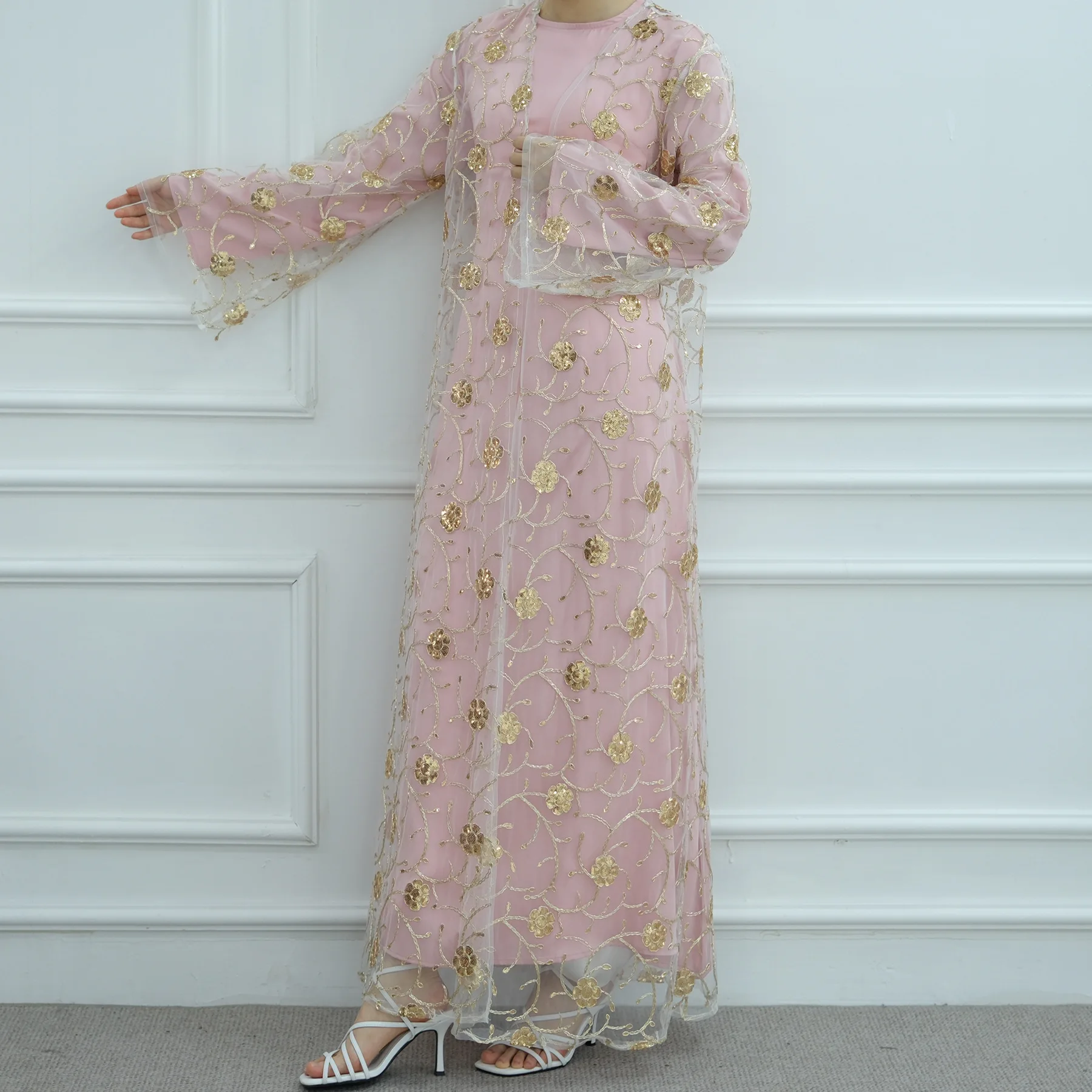 Muslim Mesh Kimono Cardigan Se - Embroidery Kebaya ulasan dan harga