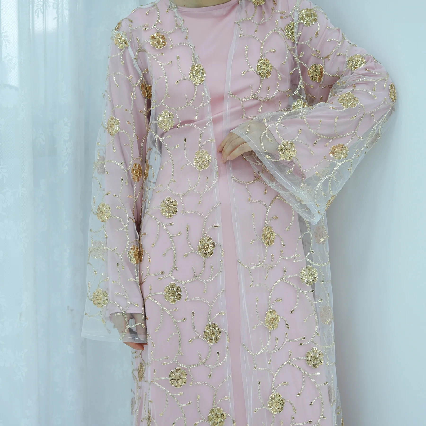 Muslim Mesh Kimono Cardigan Se - Embroidery Kebaya ulasan dan harga