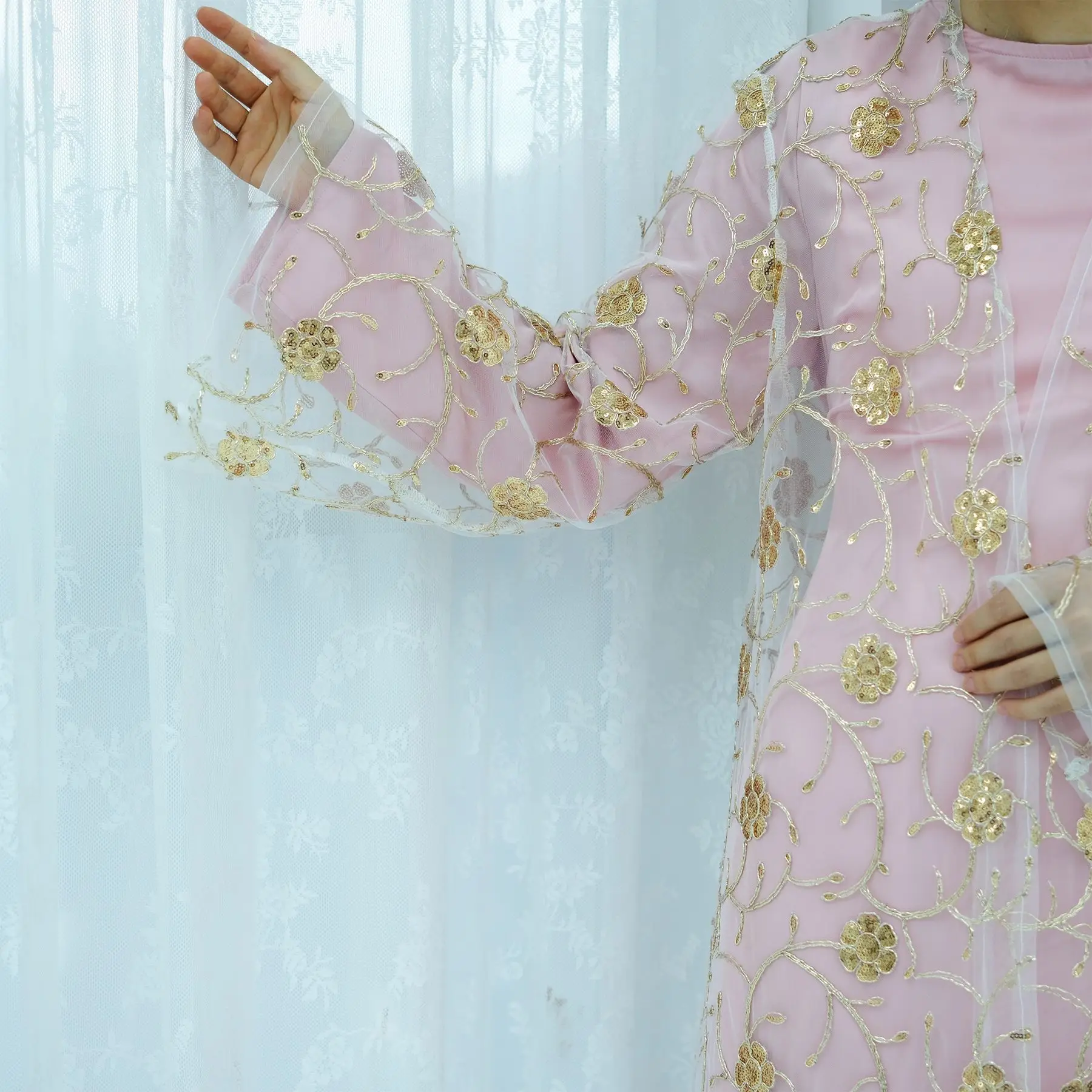 Muslim Mesh Kimono Cardigan Se - Embroidery Kebaya ulasan dan harga