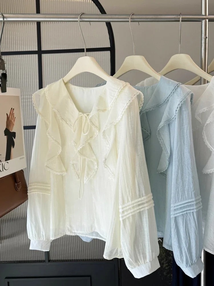 French V-Neck Chic Long Sleeve - Embroidery Designer ulasan dan harga
