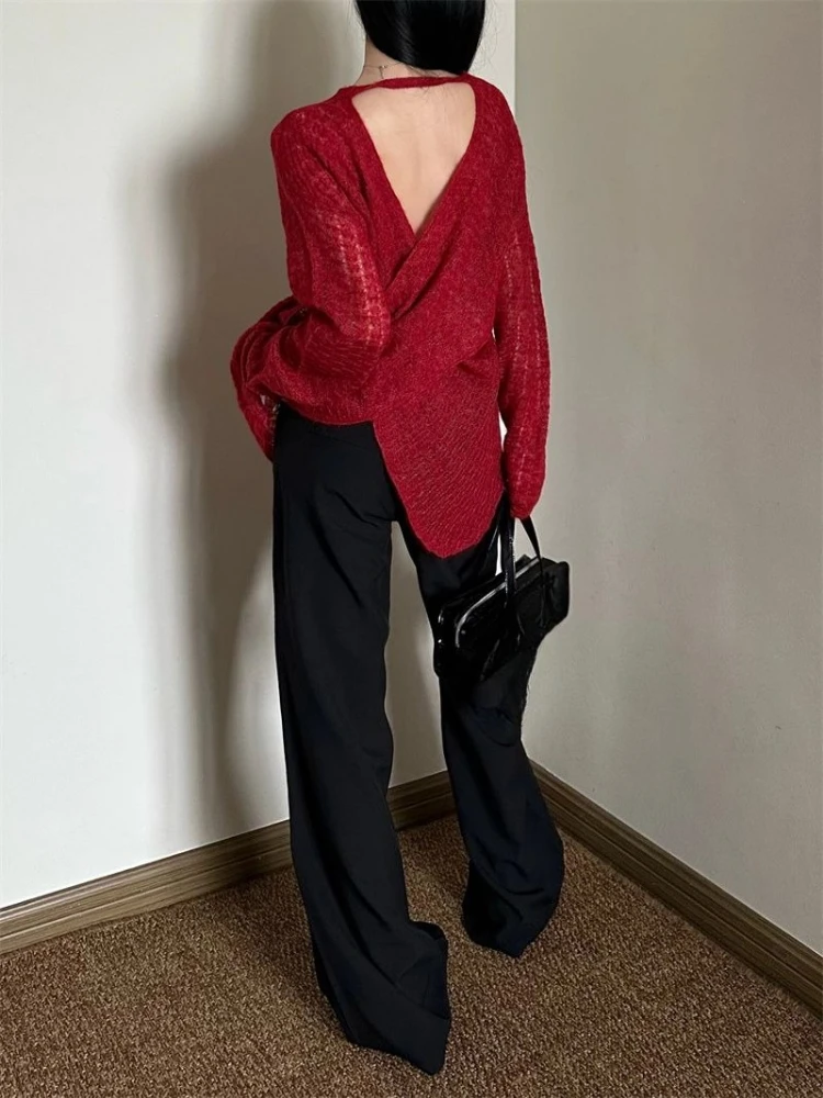 Y2K See-Through Knitted Women' - Embroidery Knit ulasan dan harga