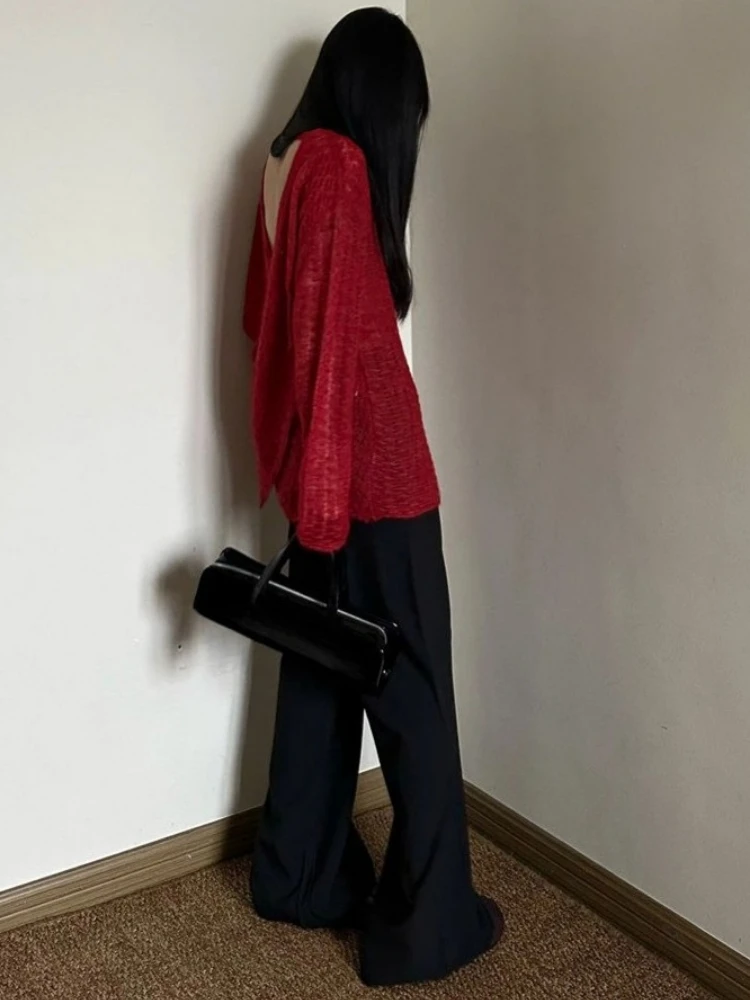 Y2K See-Through Knitted Women' - Embroidery Knit ulasan dan harga
