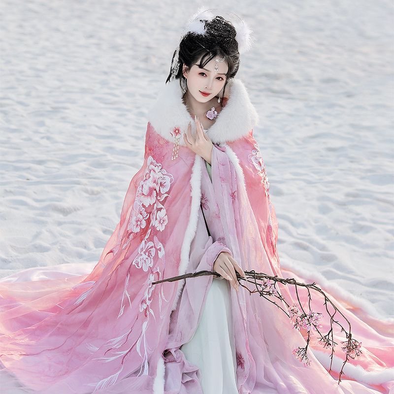 Pink&Red Hanfu Cloak Dress Wom - Embroidery Xmas ulasan dan harga